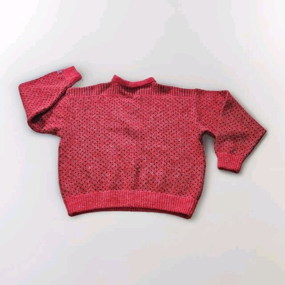 Ellesse Sweater Women 18/XL Red Black LS Vintage Preppy Wool Blend 1/4 Zip Boho - Picture 2 of 15